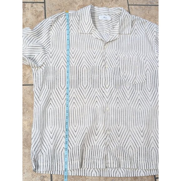 Mr. P Mr. Porter Linen Blend Camp Collar Button Down Shirt Sz XXL Geometric - Picture 9 of 12